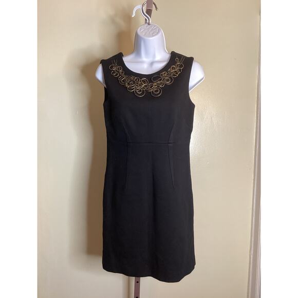 Laundry  Black Dress  Size 4  Sleeveless with Copper Detail Knee Length EUC - Picture 2 of 7